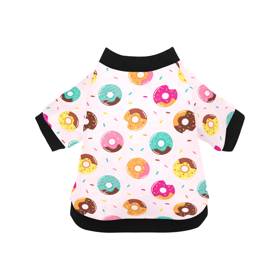 Donut pattern glaze pink background All Over Print Pet Dog Round Neck Fuzzy Shirt