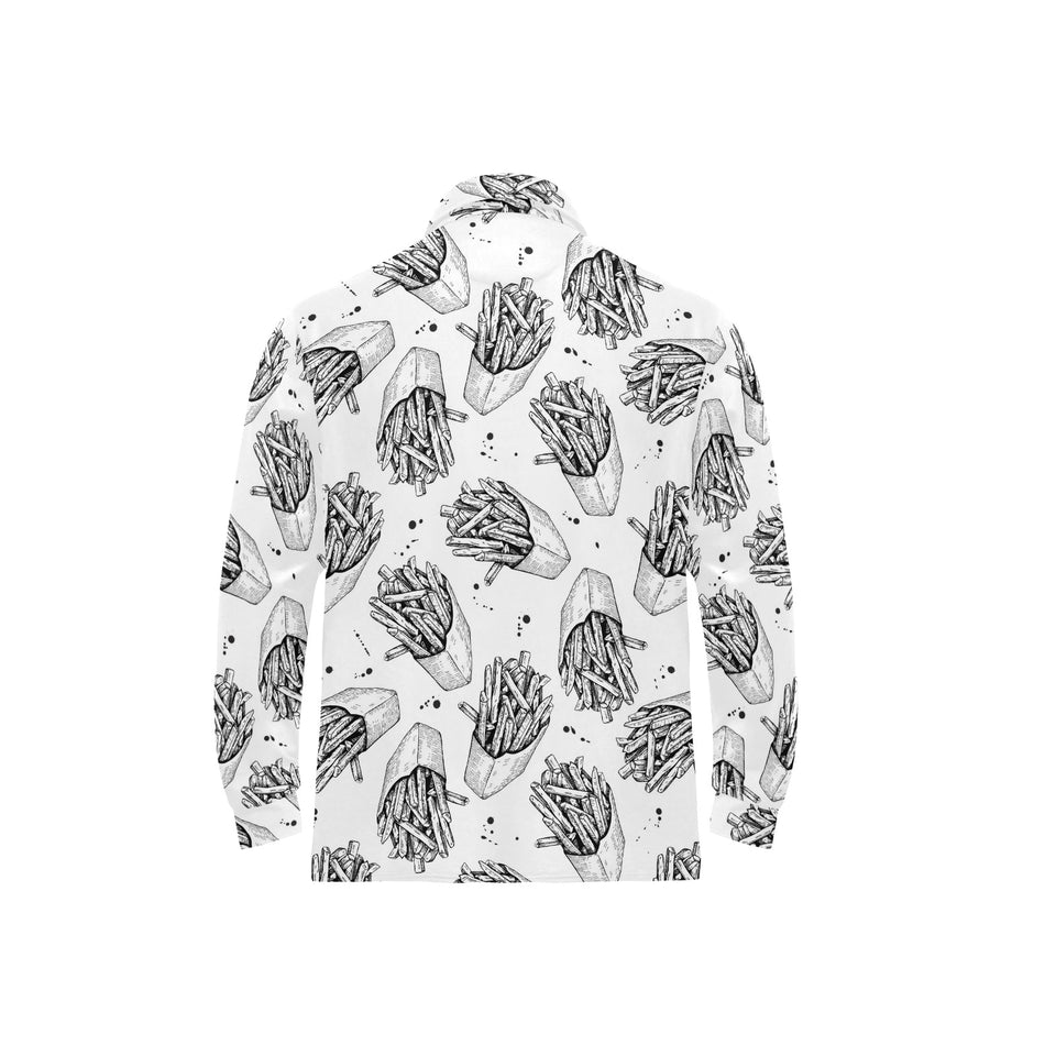 Hand drawn french fries pattern Men's Long Sleeve Polo Shirt