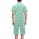 Sandwich Pattern Print Design 03 Men's V-Neck Short Pajama Set