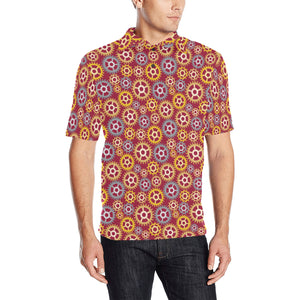 Gear Pattern Print Design 04 Men's All Over Print Polo Shirt