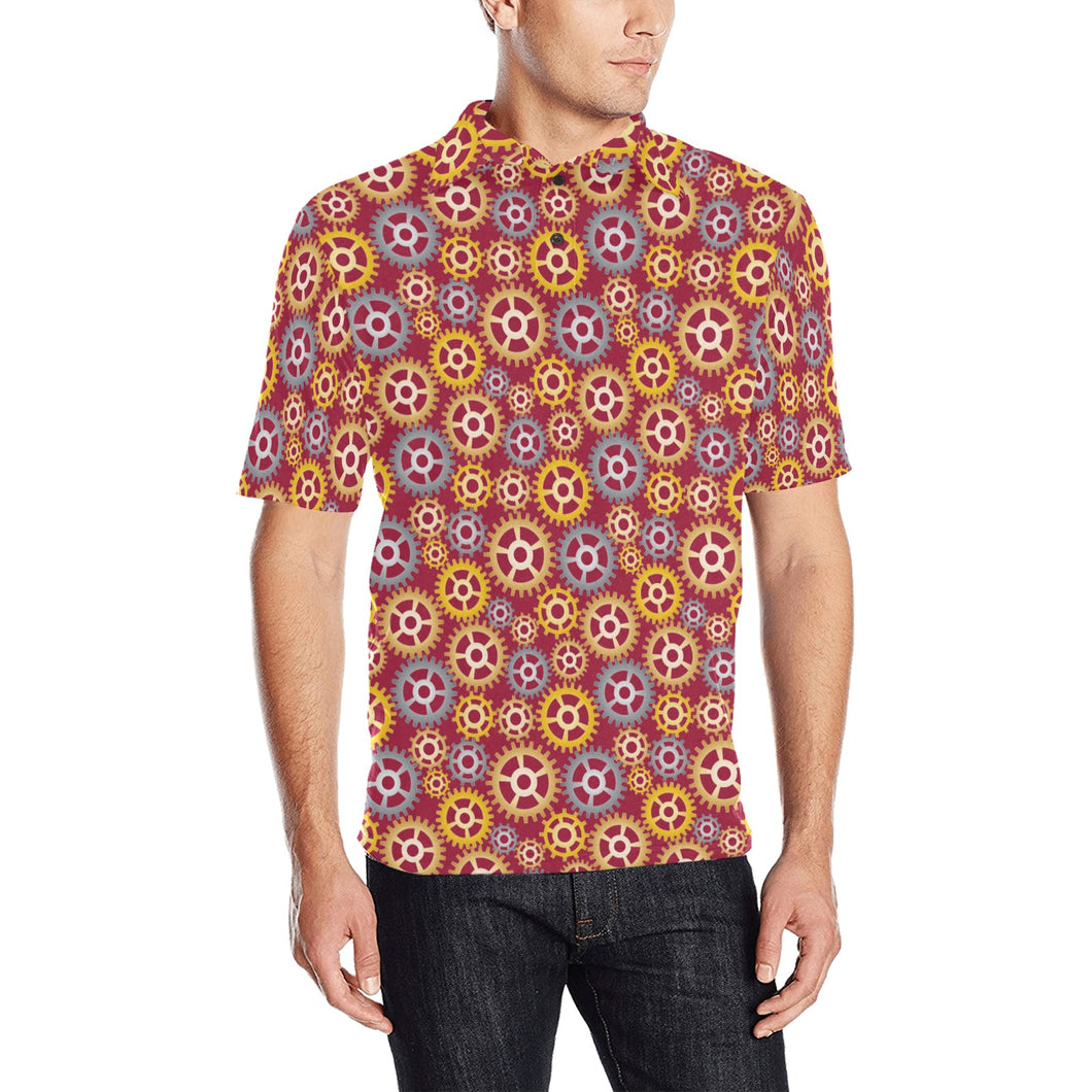 Gear Pattern Print Design 04 Men's All Over Print Polo Shirt