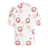 Daruma japanese wooden doll cherry blossom flower Men's All Over Print Polo Shirt