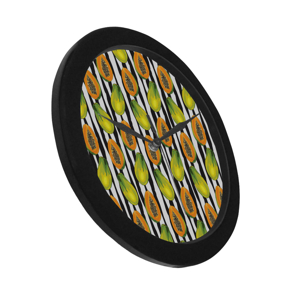 papaya design pattern Elegant Black Wall Clock