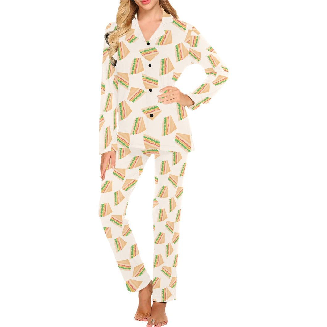 Sandwich Pattern Print Design 01 Women's Long Pajama Set