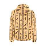 Egypt Hieroglyphics Pattern Print Design 02 Men's Padded Hooded Jacket