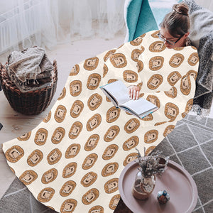 Lion Pattern Print Design 01 Blanket Robe with Sleeves