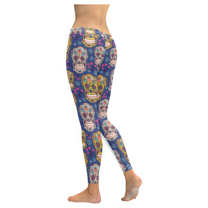 Sugar skull flower pattern Women's Legging Fulfilled In US