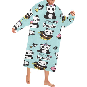 Cute baby panda pattern Blanket Robe with Sleeves