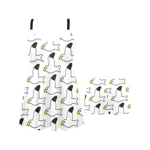 Seagull Pattern Print Design 05 Chest Sexy Pleated Two Piece Swim Dress