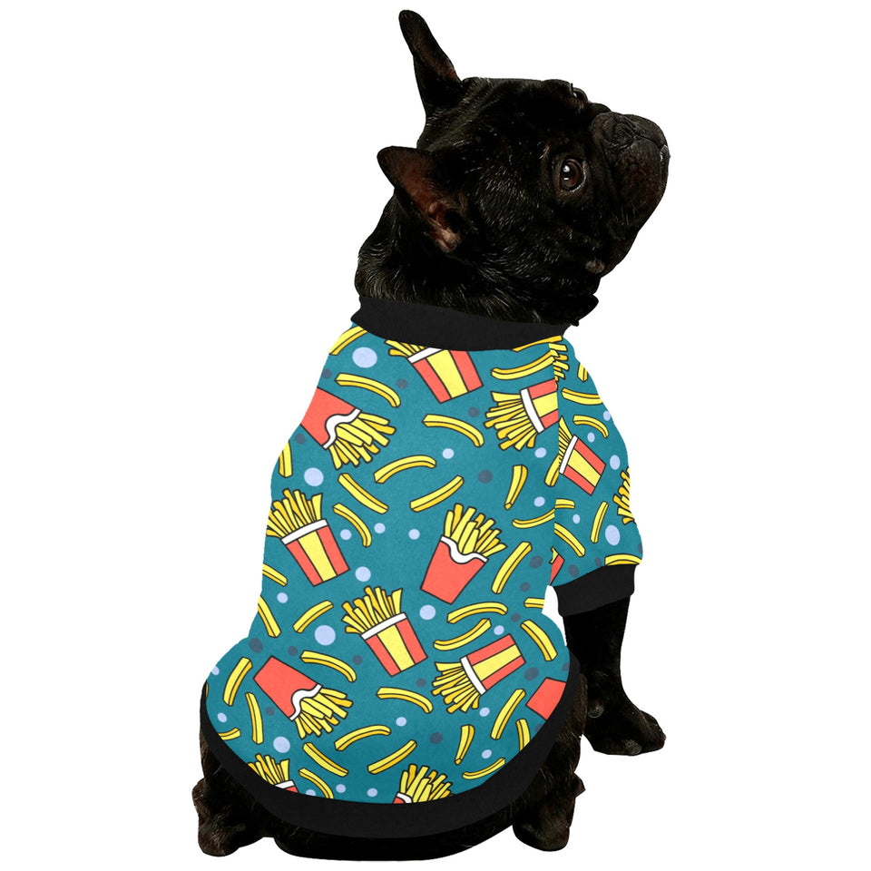 French fries red paper box pattern All Over Print Pet Dog Round Neck Fuzzy Shirt