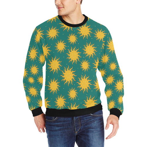 Sun green background Men's Crew Neck Sweatshirt