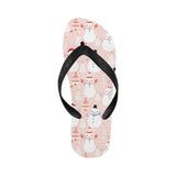 Cute snowman christmas tree snowpink background Unisex Flip Flops