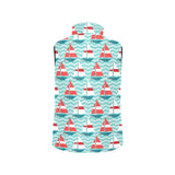 Red White sailboat wave background Women's Padded Vest