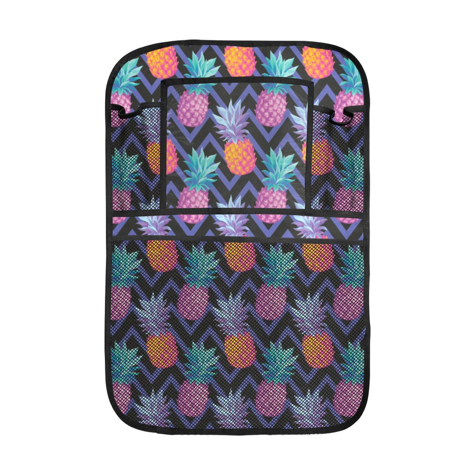 Pineapples pattern zigzag background Car Seat Back Organizer