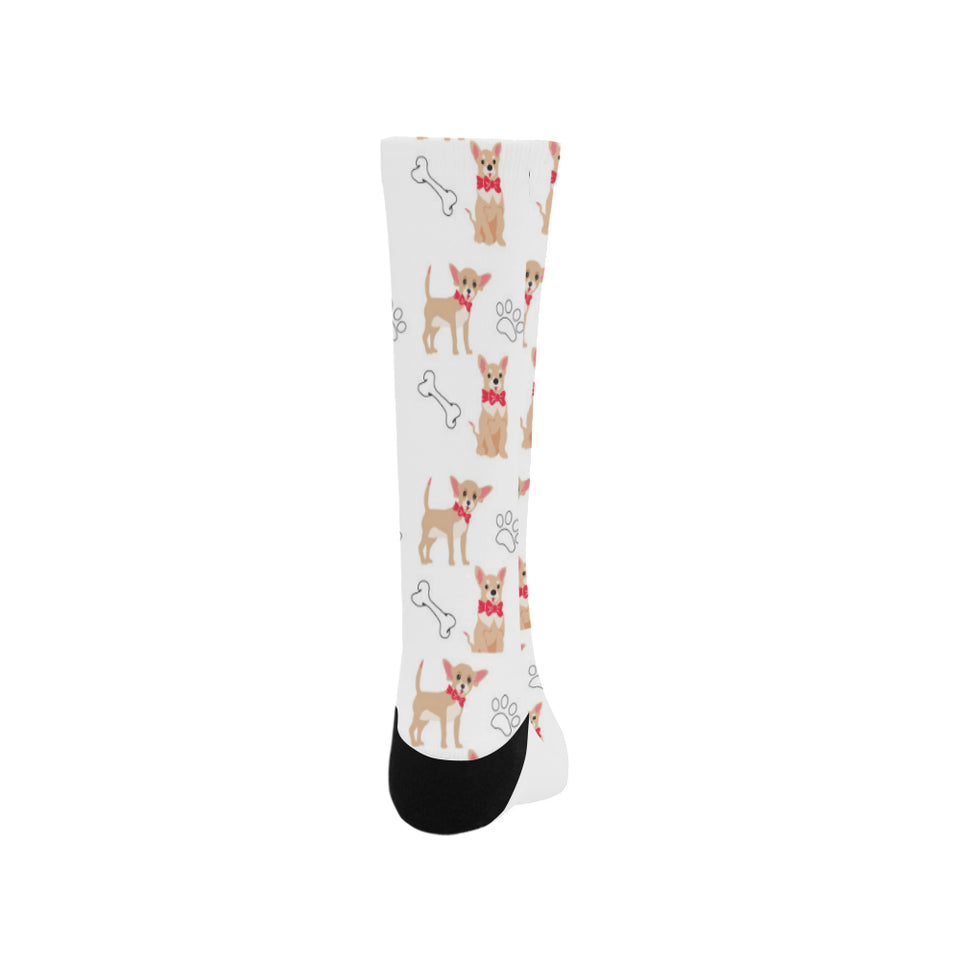 Chihuahua bone paw pattern Crew Socks