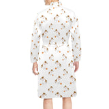 Jack Russel Pattern Print Design 05 Men's Long Sleeve Belted Night Robe