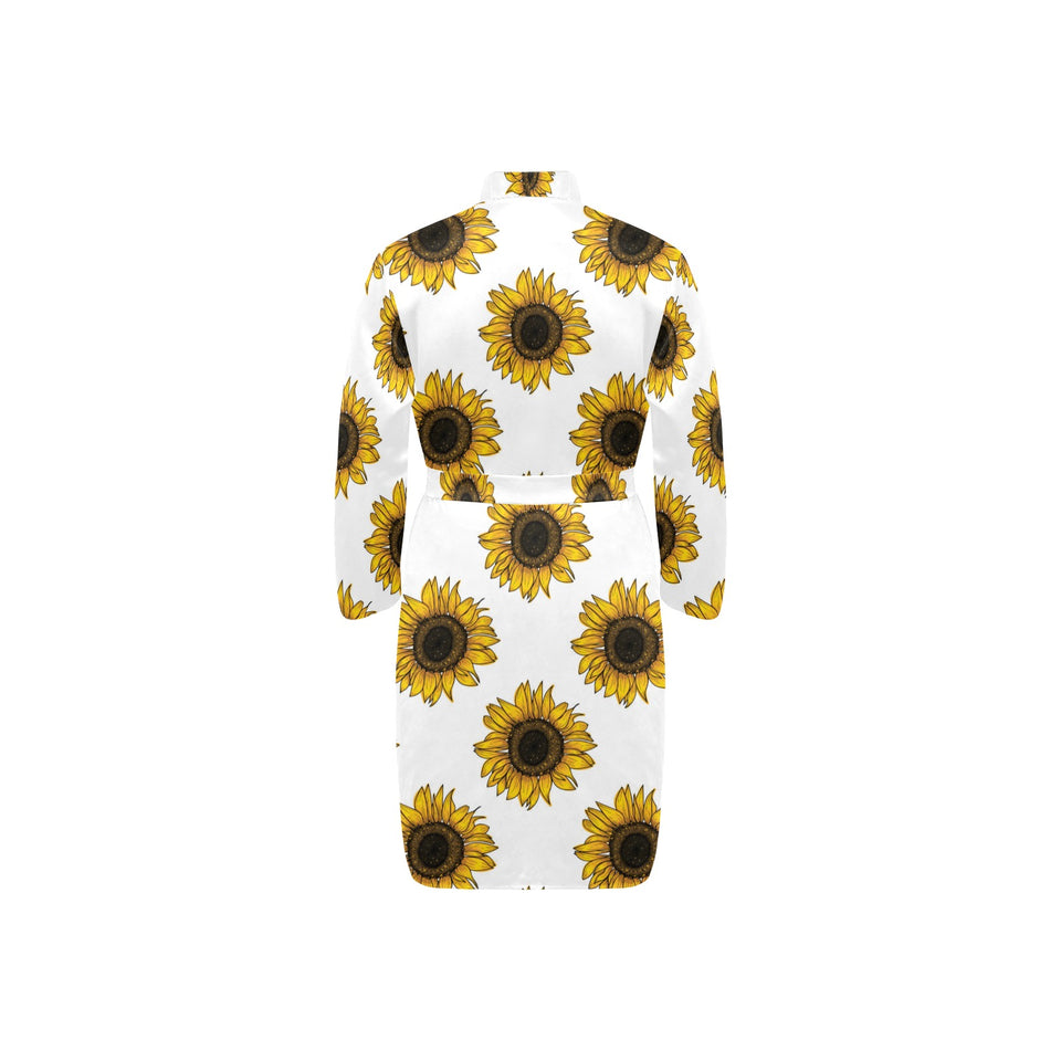 Sunflower pattern Men's Long Sleeve Belted Night Robe