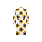 Sunflower pattern Men's Long Sleeve Belted Night Robe