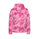 Beautiful dragonfly pink background Kids' Boys' Girls' Padded Hooded Jacket