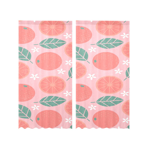 Grapefruit leaves flower pink background Gauze Curtain