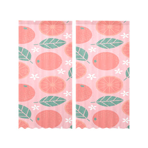 Grapefruit leaves flower pink background Gauze Curtain