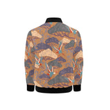 Bonsai bamboo stork japanese pattern brown theme Kids' Boys' Girls' Bomber Jacket