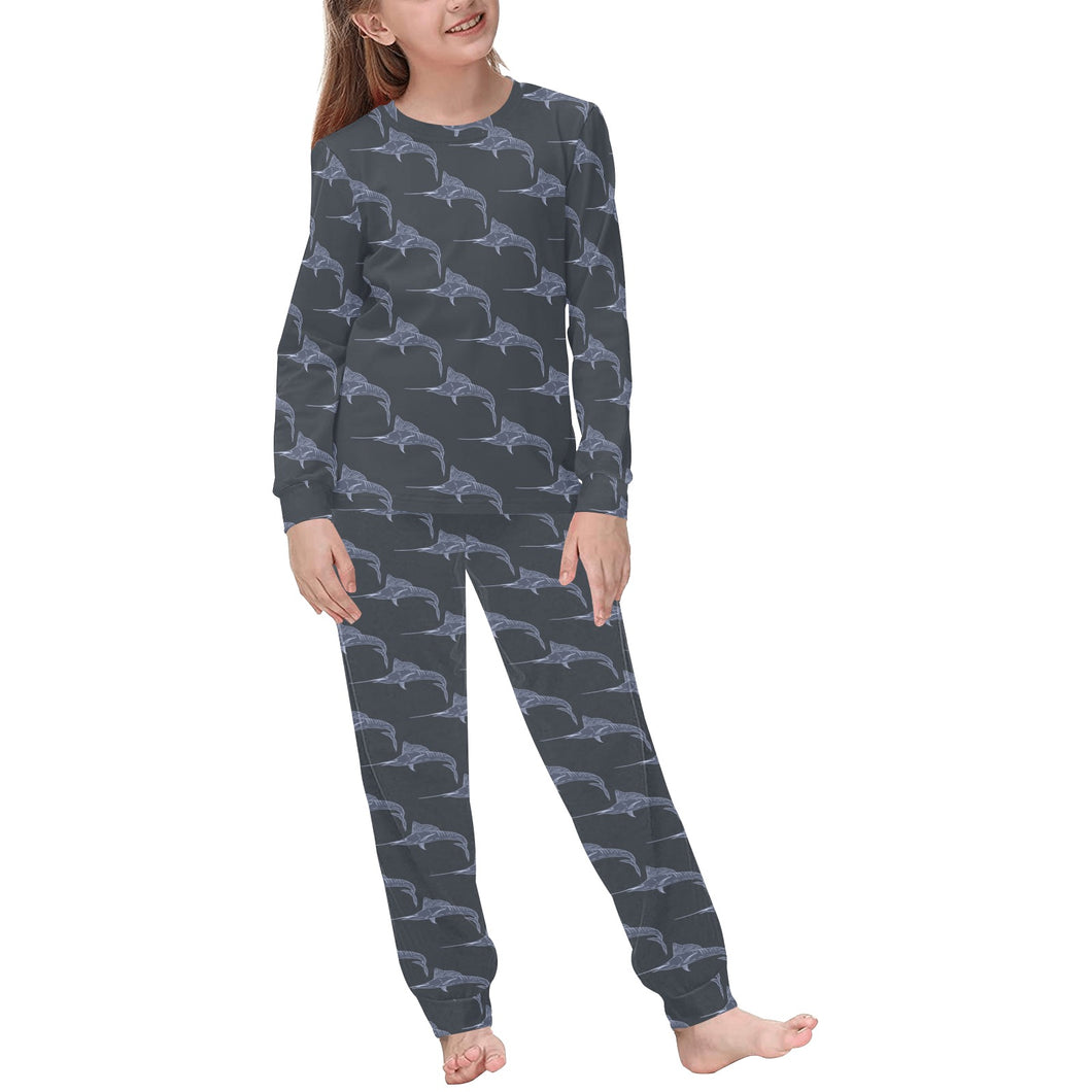 Swordfish Pattern Print Design 03 Kids' Boys' Girls' All Over Print Pajama Set