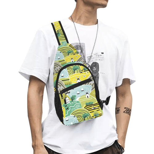 Hand drawn windmill pattern All Over Print Chest Bag