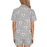 Cute koala leaves pattern Women's V-Neck Short Pajama Set