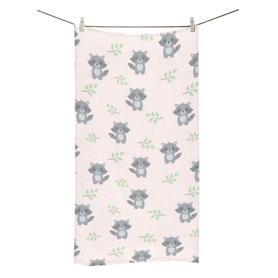 cute raccoons leaves pattern Bath Towel