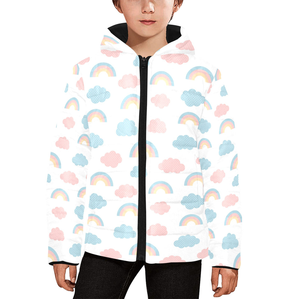 Cute rainbow clound pattern Kids' Boys' Girls' Padded Hooded Jacket