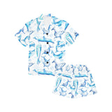 Watercolor dolphin pattern Kids' Boys' Girls' V-Neck Short Pajama Set