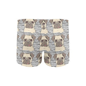 Happy pug pattern Men's Swimming Trunks