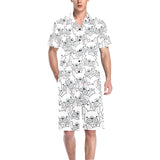 Cute french bulldog head pattern Men's V-Neck Short Pajama Set