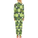 Whole sliced kiwi leave and flower Women's All Over Print Pajama Set