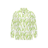 Green Peas Pattern Print Design 03 Men's Long Sleeve Polo Shirt