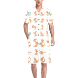 Cute Kangaroo pattern Men's V-Neck Short Pajama Set