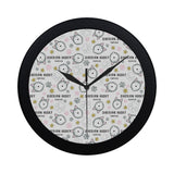 Siberian Husky design pattern Elegant Black Wall Clock