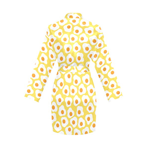 Fried Eggs Pattern Print Design 05 Women's Long Sleeve Belted Night Robe