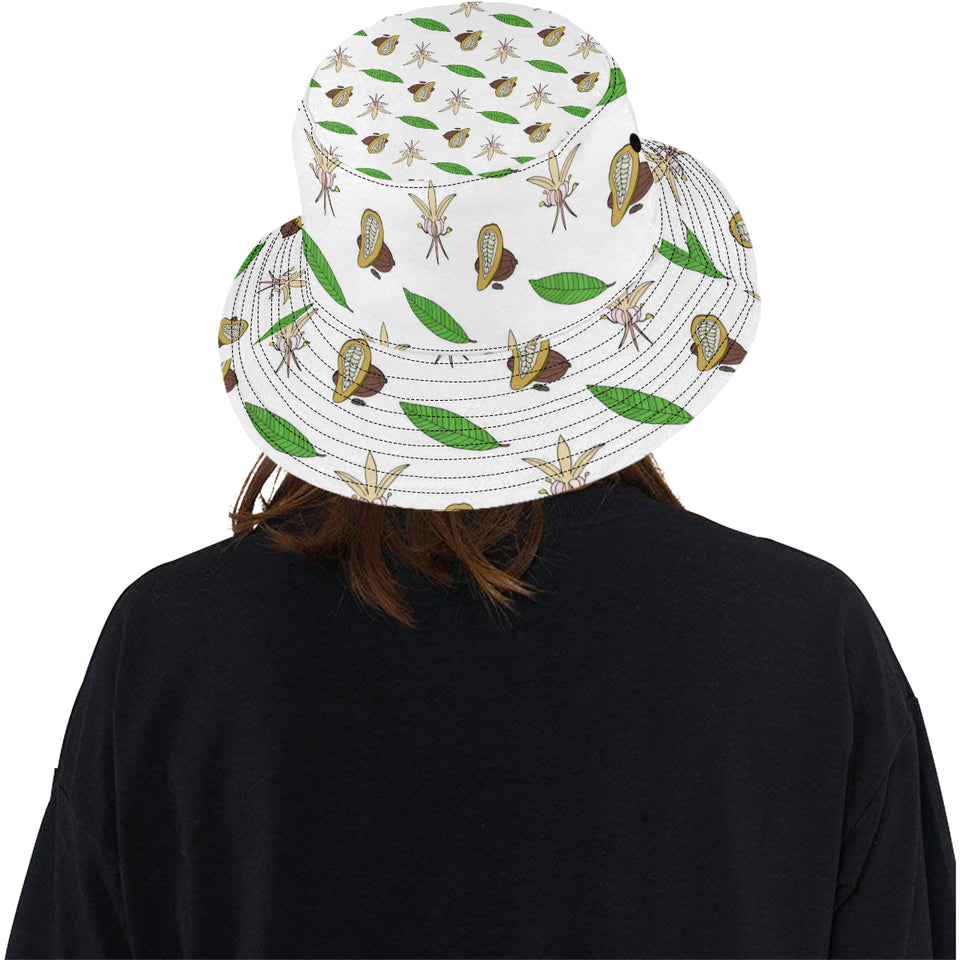 Color hand drawn cacao pattern Unisex Bucket Hat