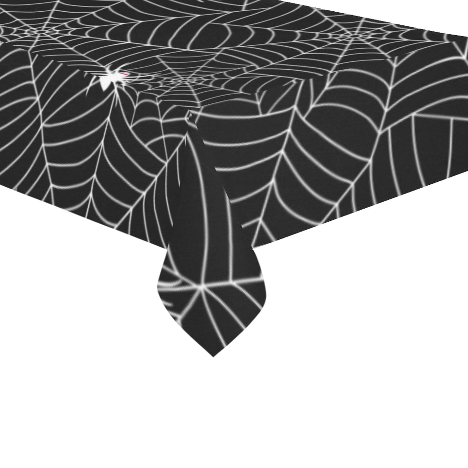 Spider web design pattern Black background white c Tablecloth