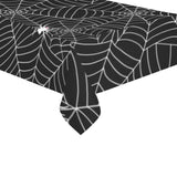 Spider web design pattern Black background white c Tablecloth