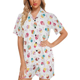 Cake cupcake design pattern Women's V-Neck Short Pajama Set