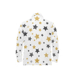 hand drawn gold black star pattern Men's Long Sleeve Polo Shirt