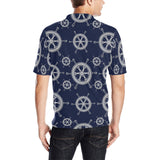 nautical steering wheel design pattern Men's All Over Print Polo Shirt