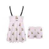 Yorkshire Terrier Pattern Print Design 02 Chest Sexy Pleated Two Piece Swim Dress