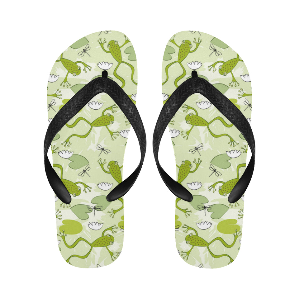 Cute frog dragonfly pattern Unisex Flip Flops