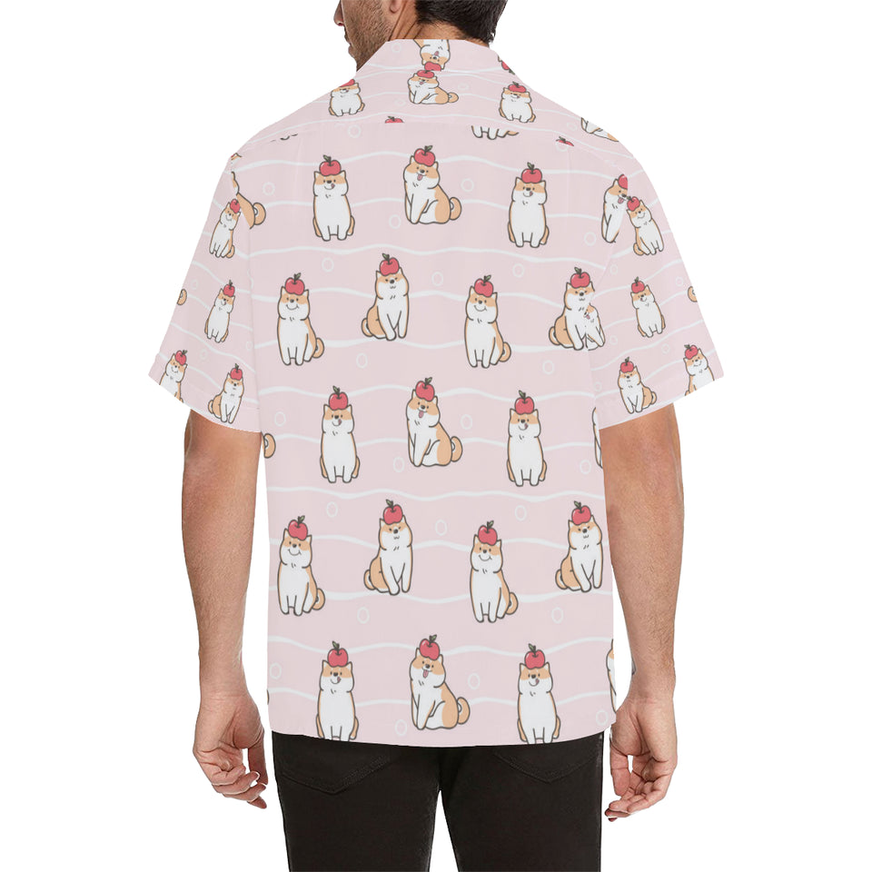 Cute Shiba Inu Dog Apple pattern Men's All Over Print Hawaiian Shirt