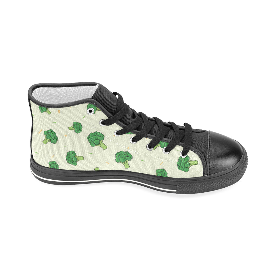 Broccoli pattern Men's High Top Canvas Shoes Black