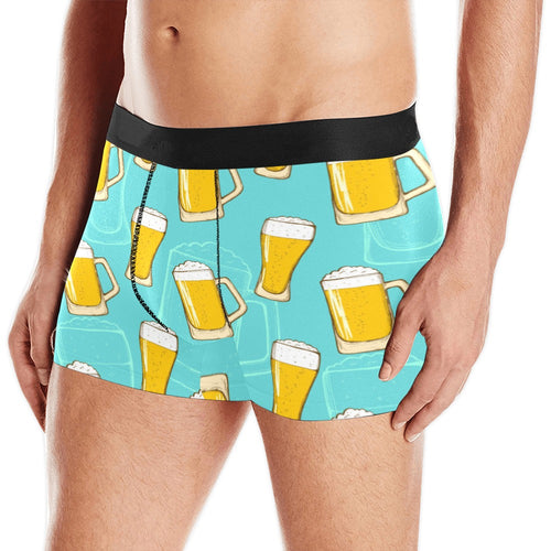 Beer pattern green background Men's All Over Print Boxer Briefs Men's Underwear